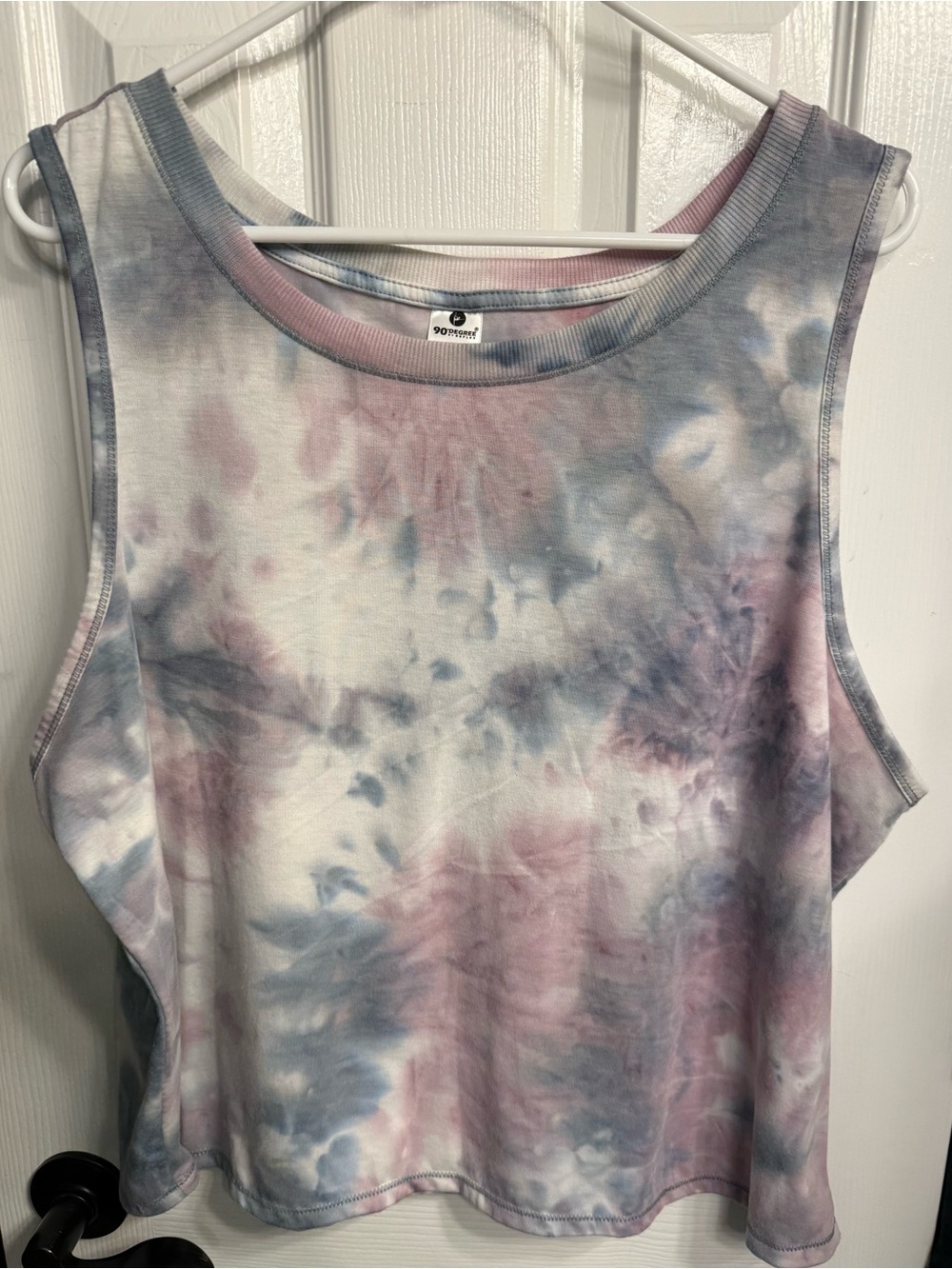 90 Degree By Reflex Pastel Tie-Dye Crop Tank in Pink & Blue